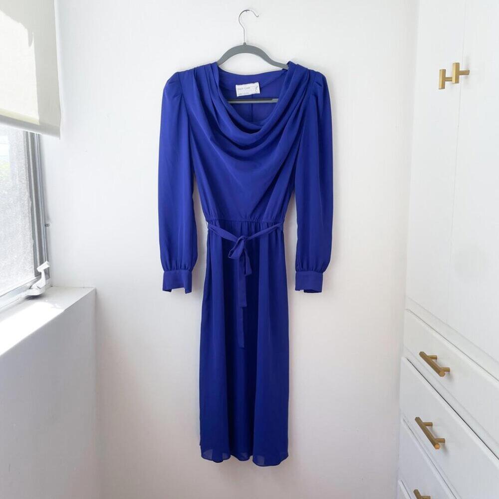 Marie Claire Cowl Neck Dress Bright Blue Size Small